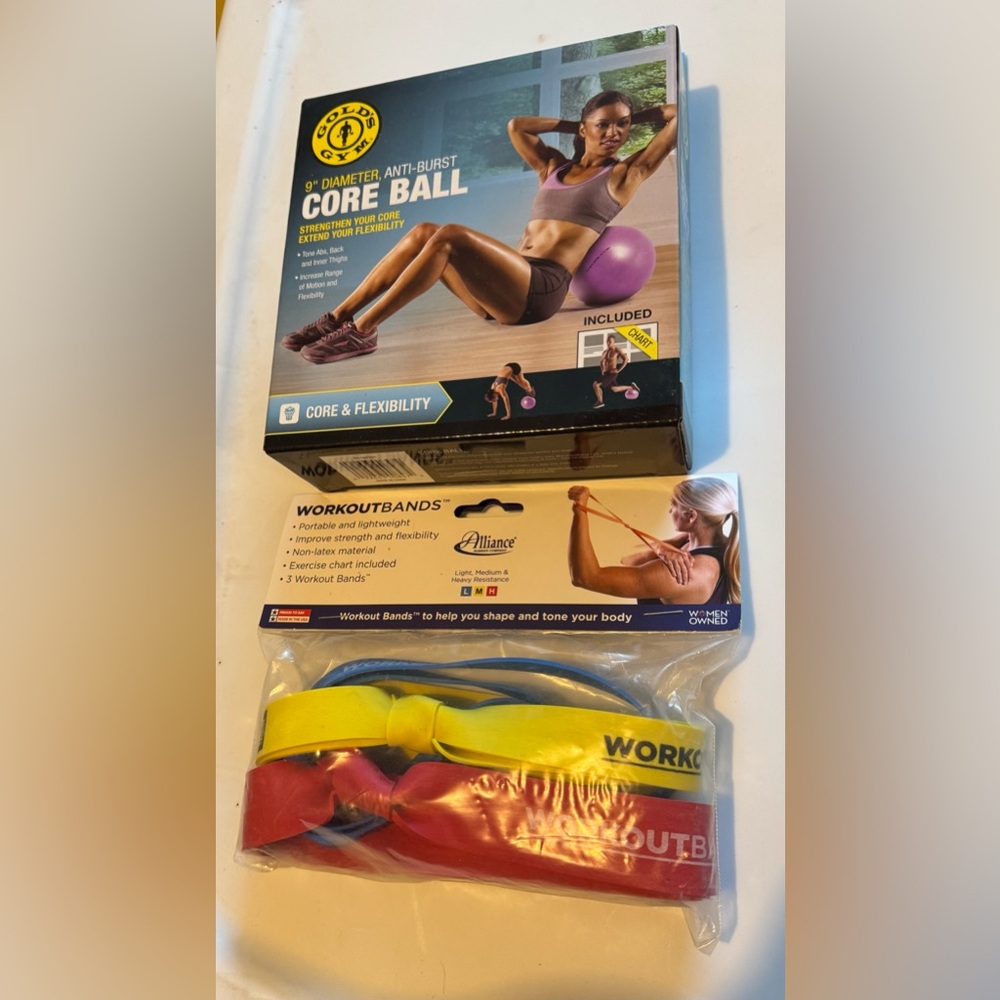 Gold's Gym Core Ball and Workout Bands Set
